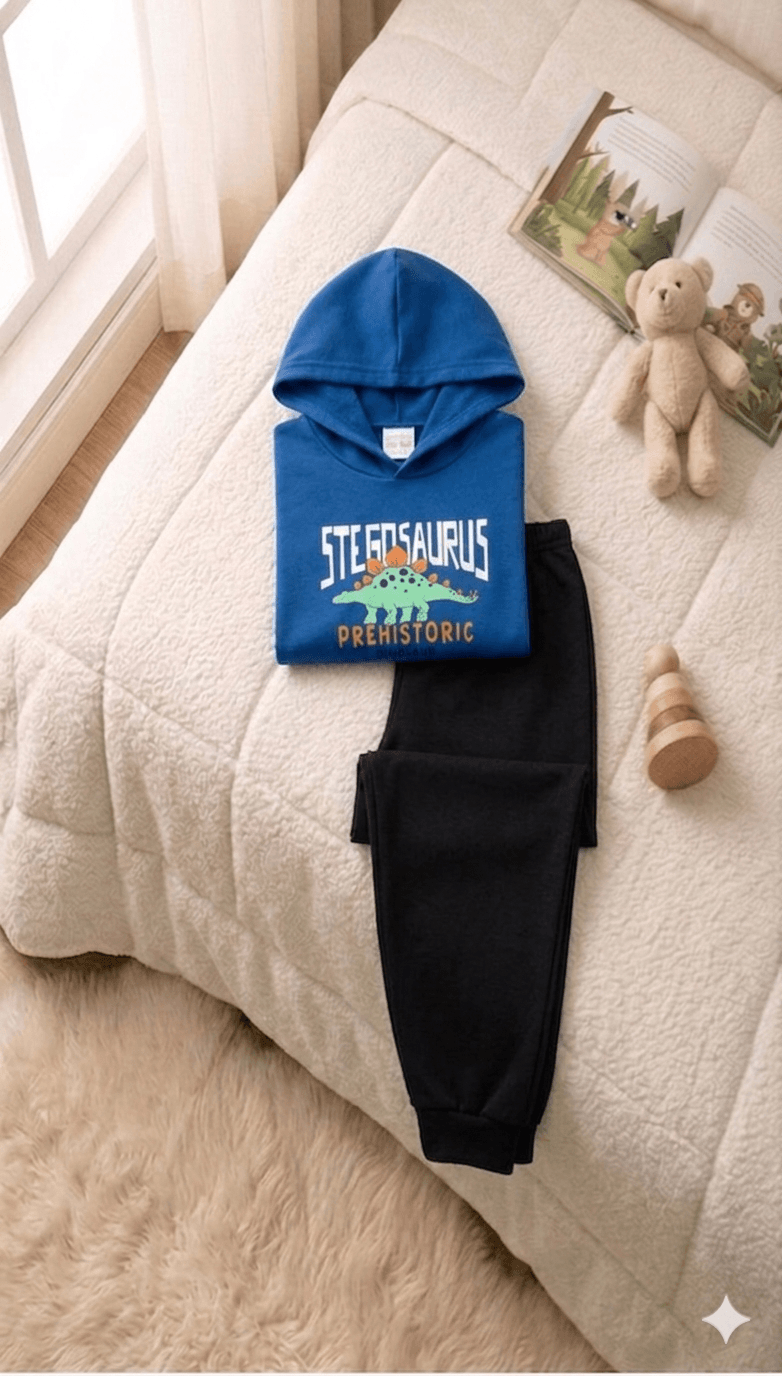 Conjunto Infantil Masculino 2 peças Moletom - Com capuz - Meia Estação - Tamanho 1 ao 3