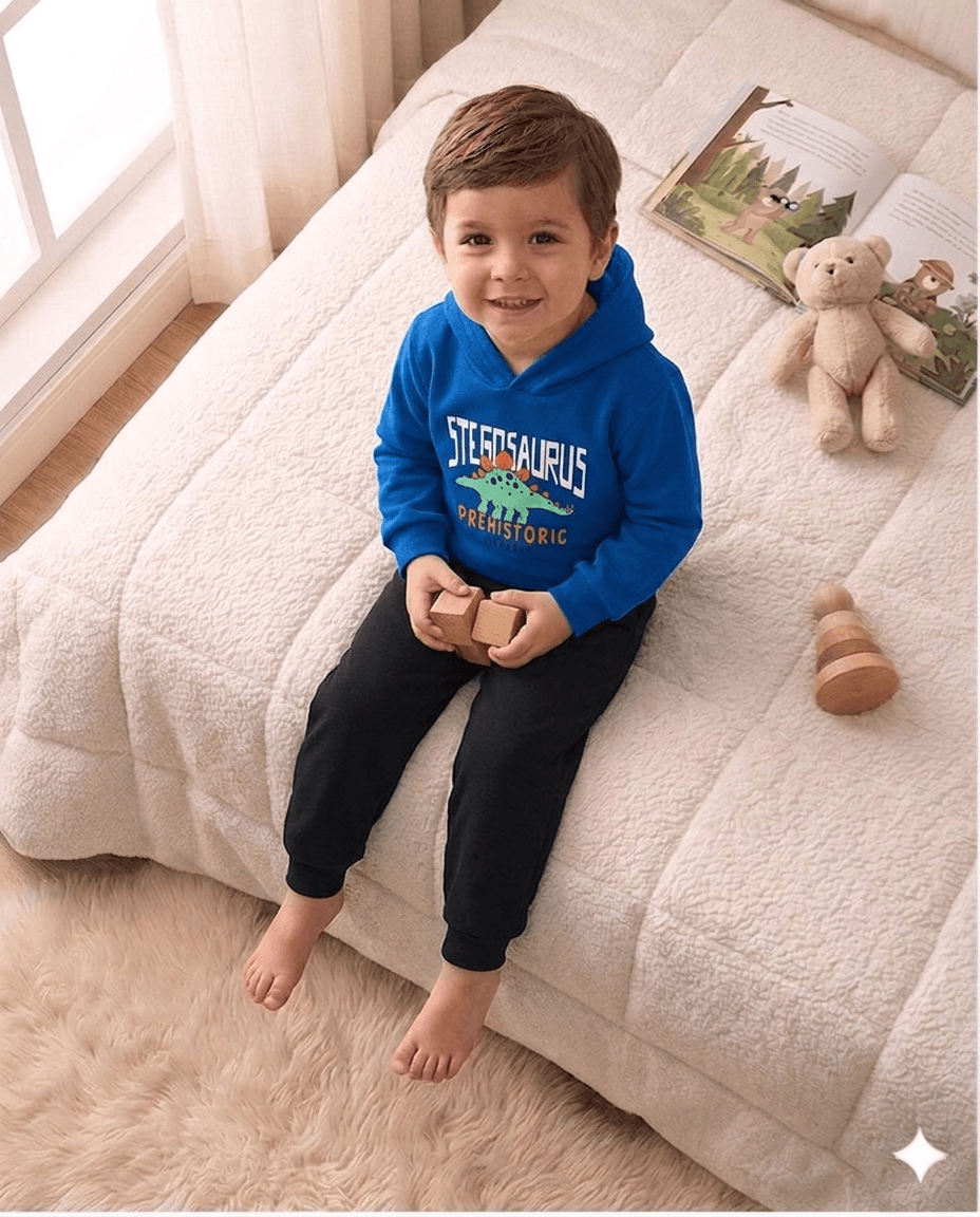 Conjunto Infantil Masculino 2 peças Moletom - Com capuz - Meia Estação - Tamanho 1 ao 3