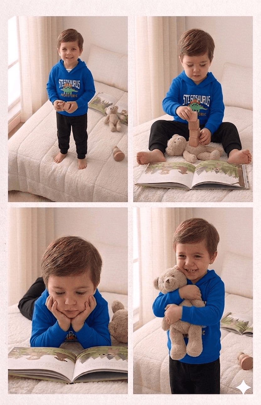 Conjunto Infantil Masculino 2 peças Moletom - Com capuz - Meia Estação - Tamanho 1 ao 3