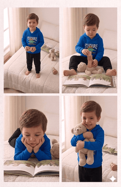 Conjunto Infantil Masculino 2 peças Moletom - Com capuz - Meia Estação - Tamanho 1 ao 3