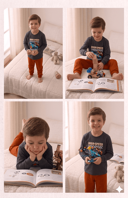 Conjunto Infantil Masculino 2 peças Moletom - Meia Estação - Tamanho 4, 6 e 8