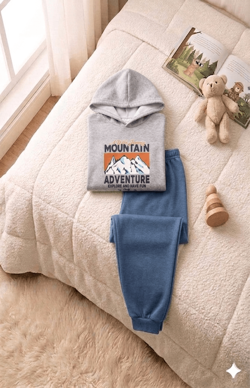 Conjunto Infantil Masculino 2 peças Moletom com capuz- Meia Estação - Tamanho 4, 6 e 8