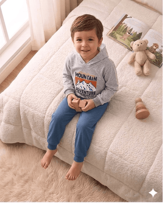 Conjunto Infantil Masculino 2 peças Moletom com capuz- Meia Estação - Tamanho 4, 6 e 8