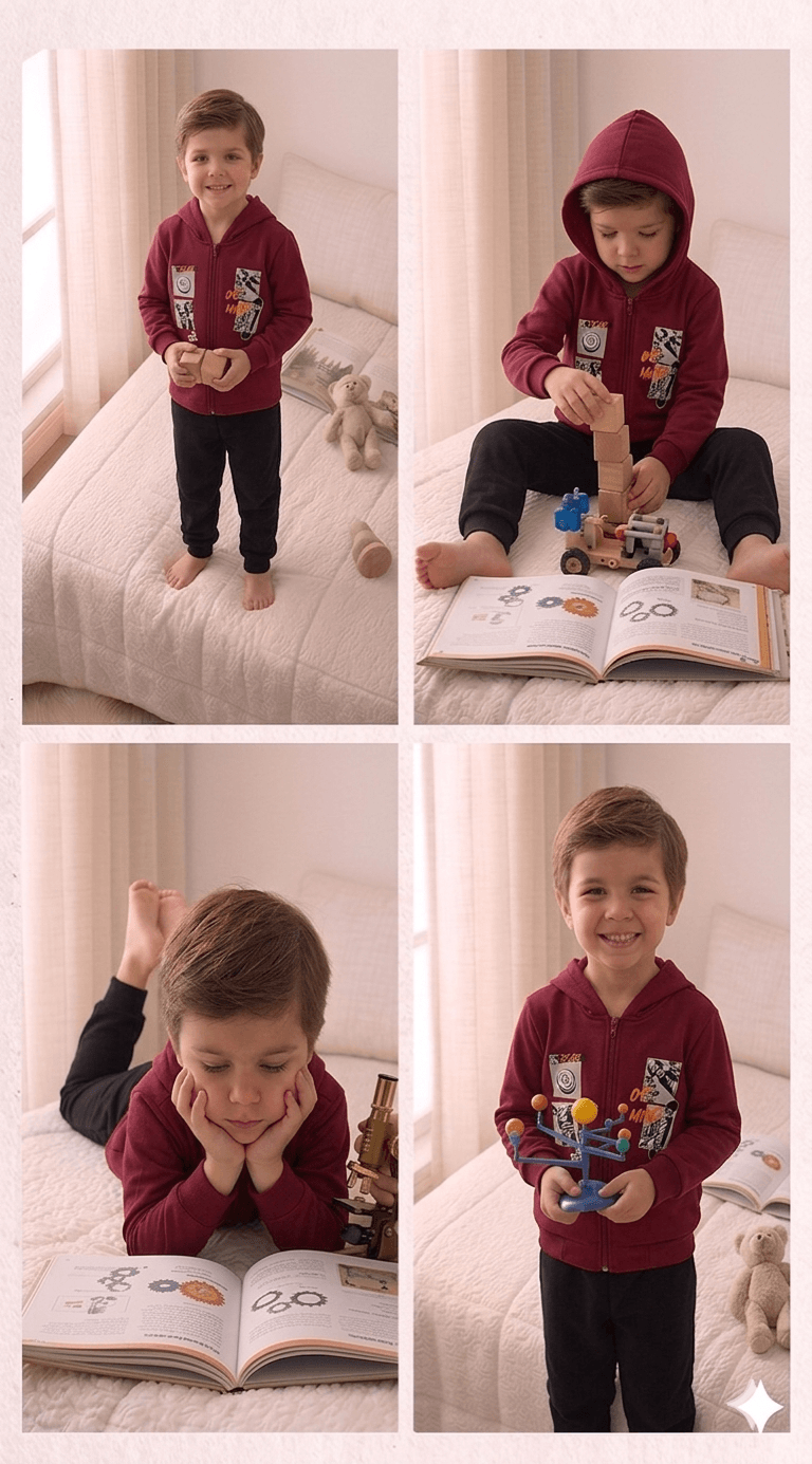 Conjunto Infantil Masculino 2 peças Moletom - Jaqueta com capuz - Meia Estação - Tamanho 4,6 e 8