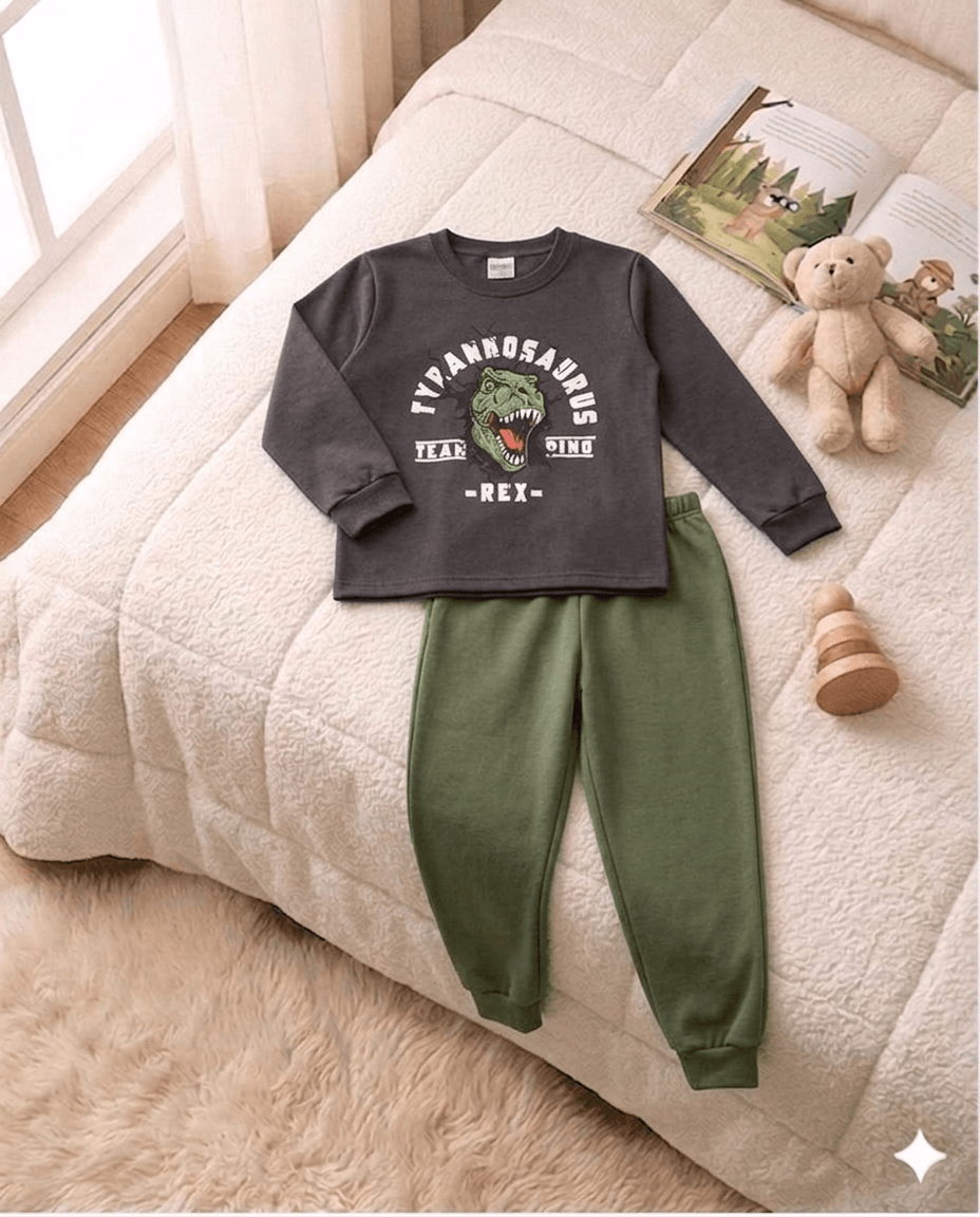 Conjunto Infantil Masculino 2 peças Moletom - Meia Estação - Tamanho 10, 12 e 14