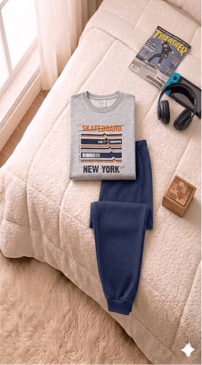 Conjunto Infantil Masculino 2 peças Moletom - Meia Estação - Tamanho 10, 12 e 14
