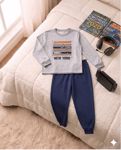 Conjunto Infantil Masculino 2 peças Moletom - Meia Estação - Tamanho 10, 12 e 14