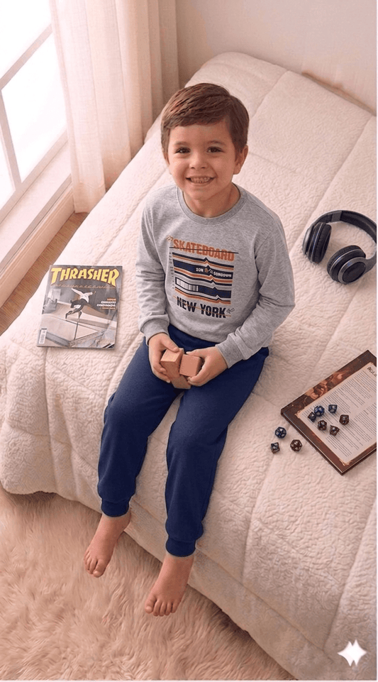 Conjunto Infantil Masculino 2 peças Moletom - Meia Estação - Tamanho 10, 12 e 14