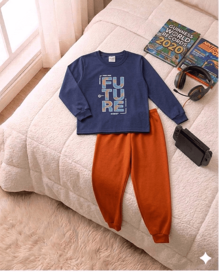 Conjunto Infantil Masculino 2 peças Moletom - Meia Estação - Tamanho 10, 12 e 14