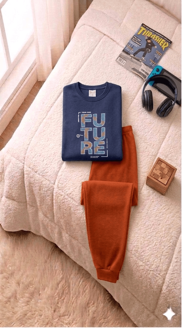 Conjunto Infantil Masculino 2 peças Moletom - Meia Estação - Tamanho 10, 12 e 14