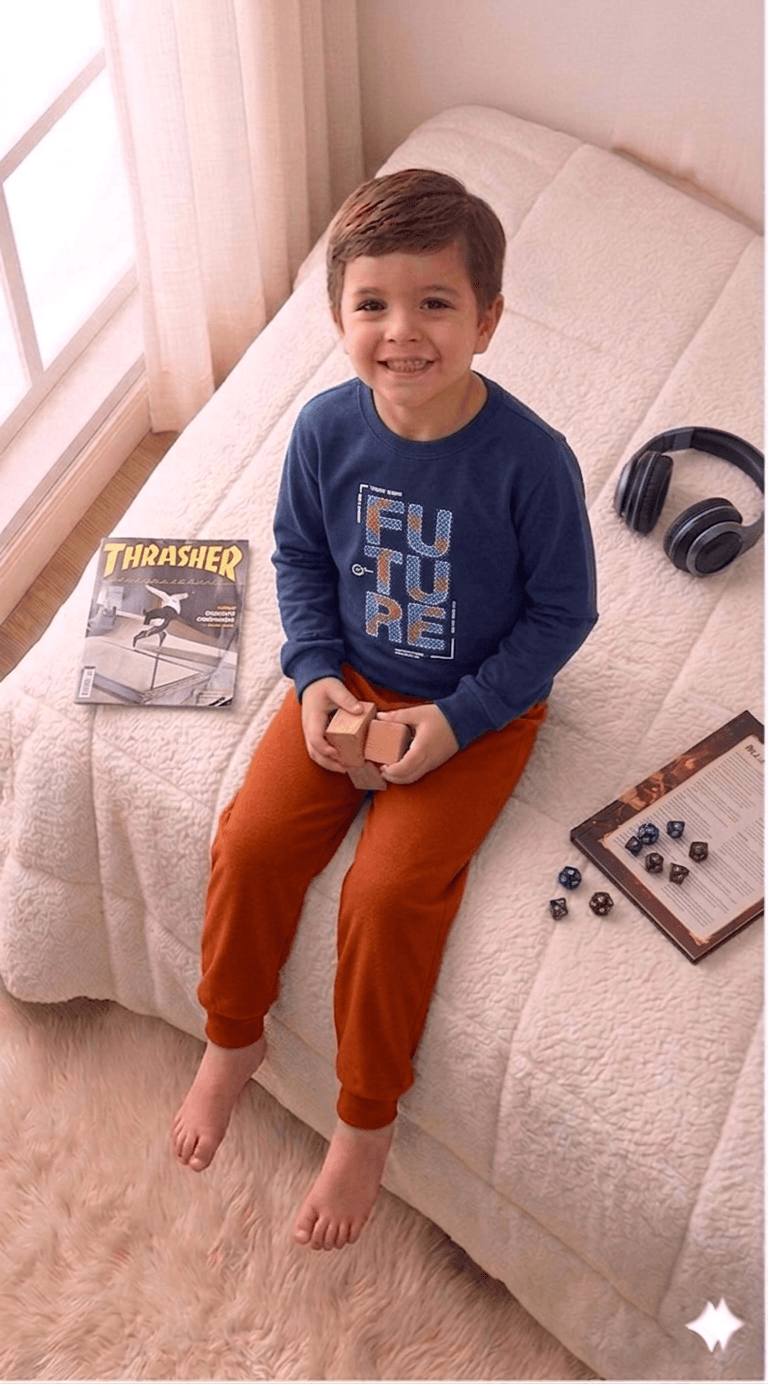 Conjunto Infantil Masculino 2 peças Moletom - Meia Estação - Tamanho 10, 12 e 14