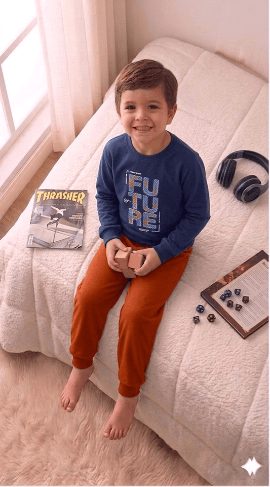 Conjunto Infantil Masculino 2 peças Moletom - Meia Estação - Tamanho 10, 12 e 14
