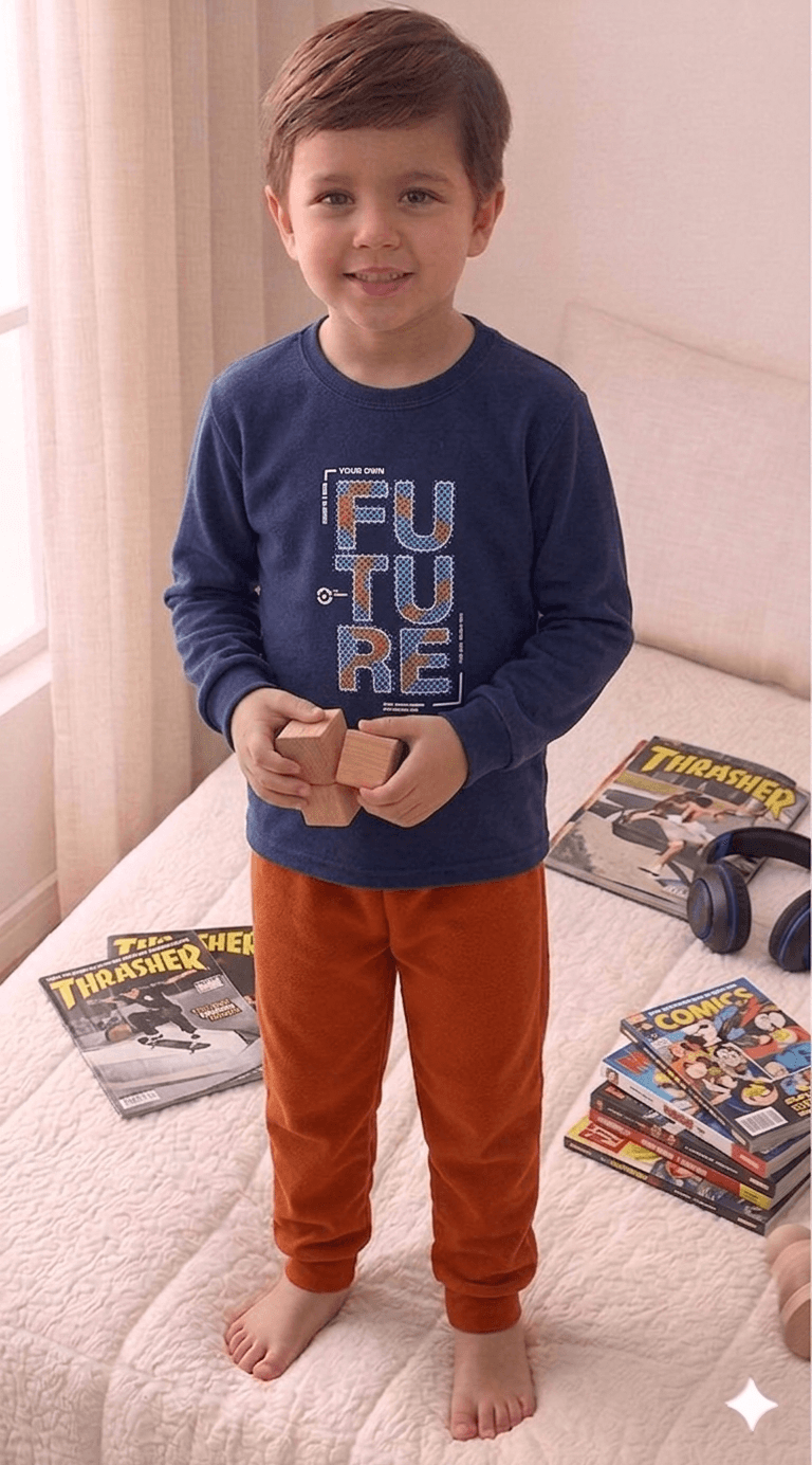 Conjunto Infantil Masculino 2 peças Moletom - Meia Estação - Tamanho 10, 12 e 14