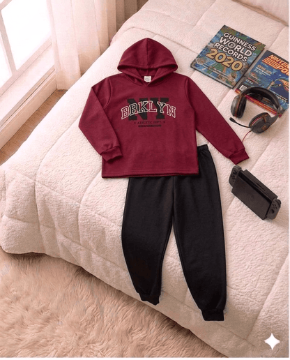 Conjunto Infantil Masculino 2 peças Moletom - Com capuz - Meia Estação - Tamanho 10,12 e 14