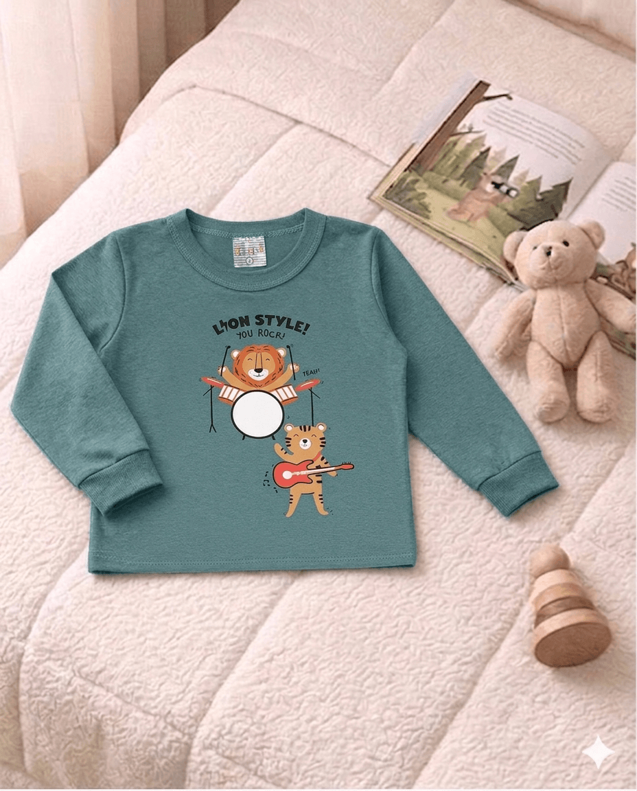Camiseta Manga longa - Infantil Masculino  - Meia Estação - Tamanho 1 ao 3