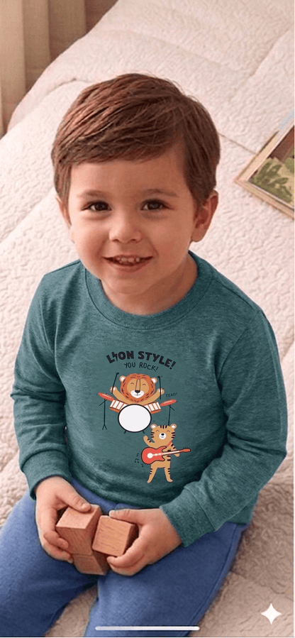 Camiseta Manga longa - Infantil Masculino  - Meia Estação - Tamanho 1 ao 3