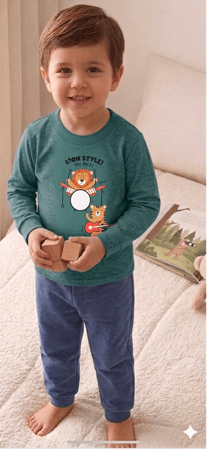 Camiseta Manga longa - Infantil Masculino  - Meia Estação - Tamanho 1 ao 3