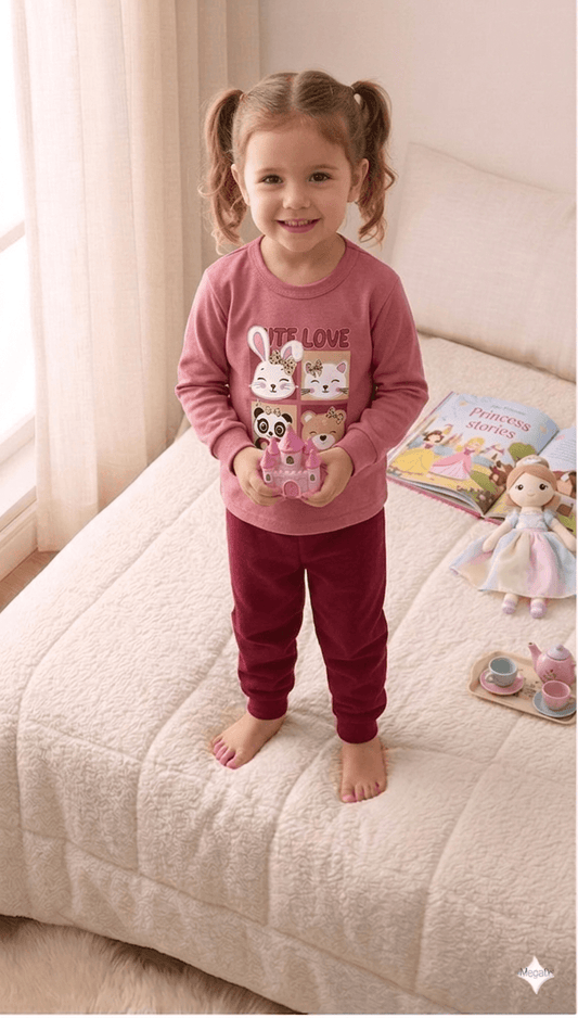 Conjunto Infantil Feminino 2 peças Moletom - Meia Estação - Tamanho 1 ao 3