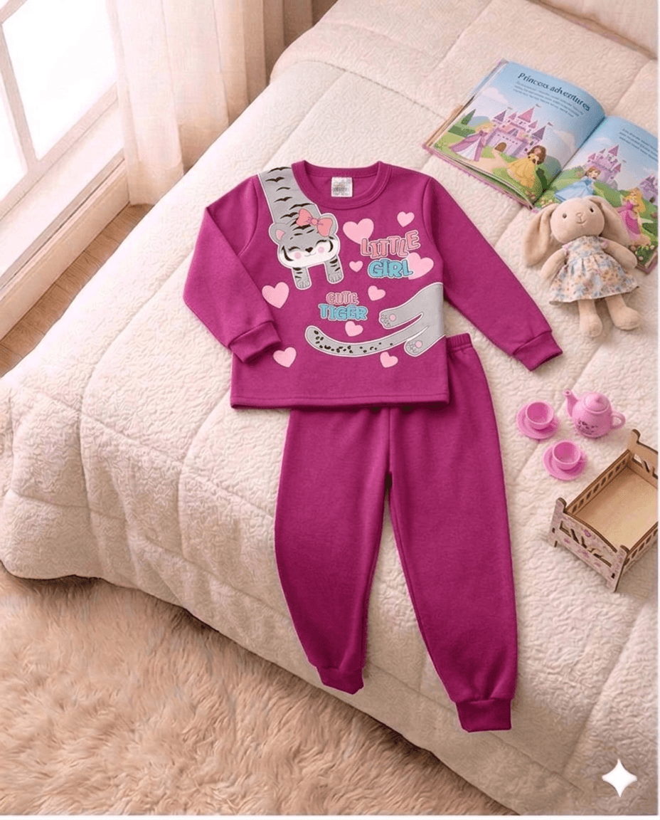 Conjunto Infantil Feminino 2 peças Moletom - Meia Estação - Tamanho 1 ao 3