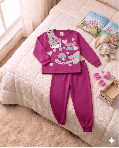 Conjunto Infantil Feminino 2 peças Moletom - Meia Estação - Tamanho 1 ao 3