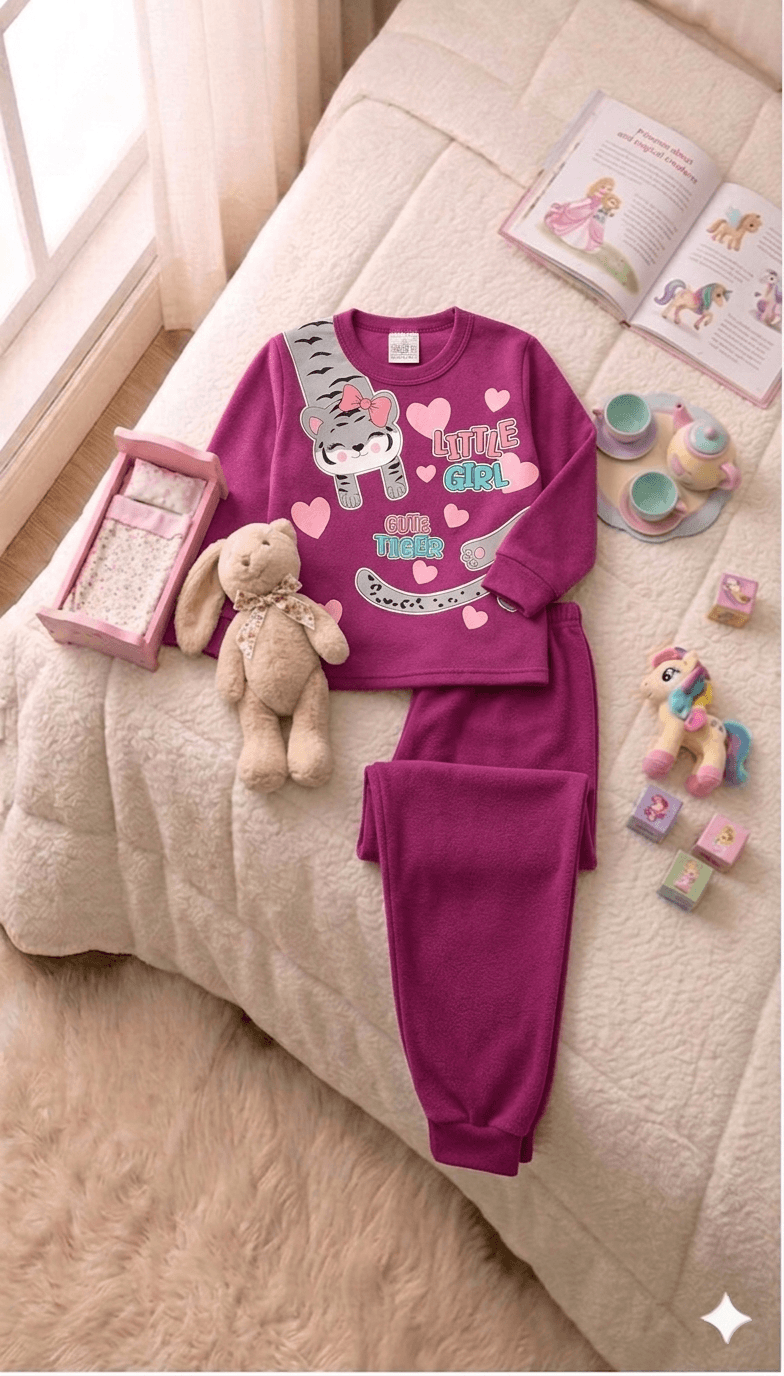 Conjunto Infantil Feminino 2 peças Moletom - Meia Estação - Tamanho 1 ao 3