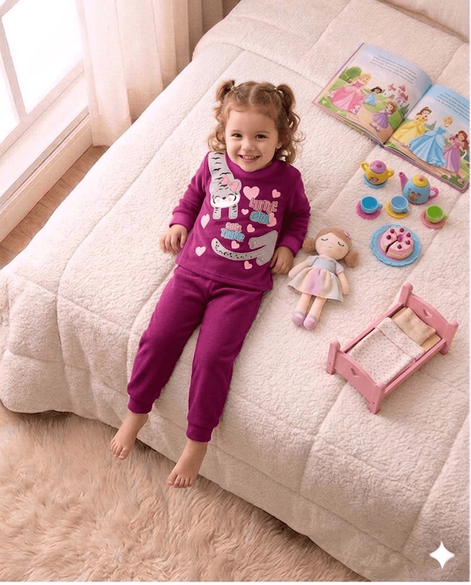 Conjunto Infantil Feminino 2 peças Moletom - Meia Estação - Tamanho 1 ao 3