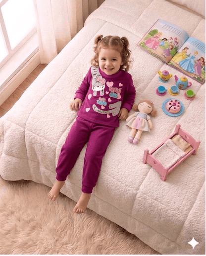 Conjunto Infantil Feminino 2 peças Moletom - Meia Estação - Tamanho 1 ao 3