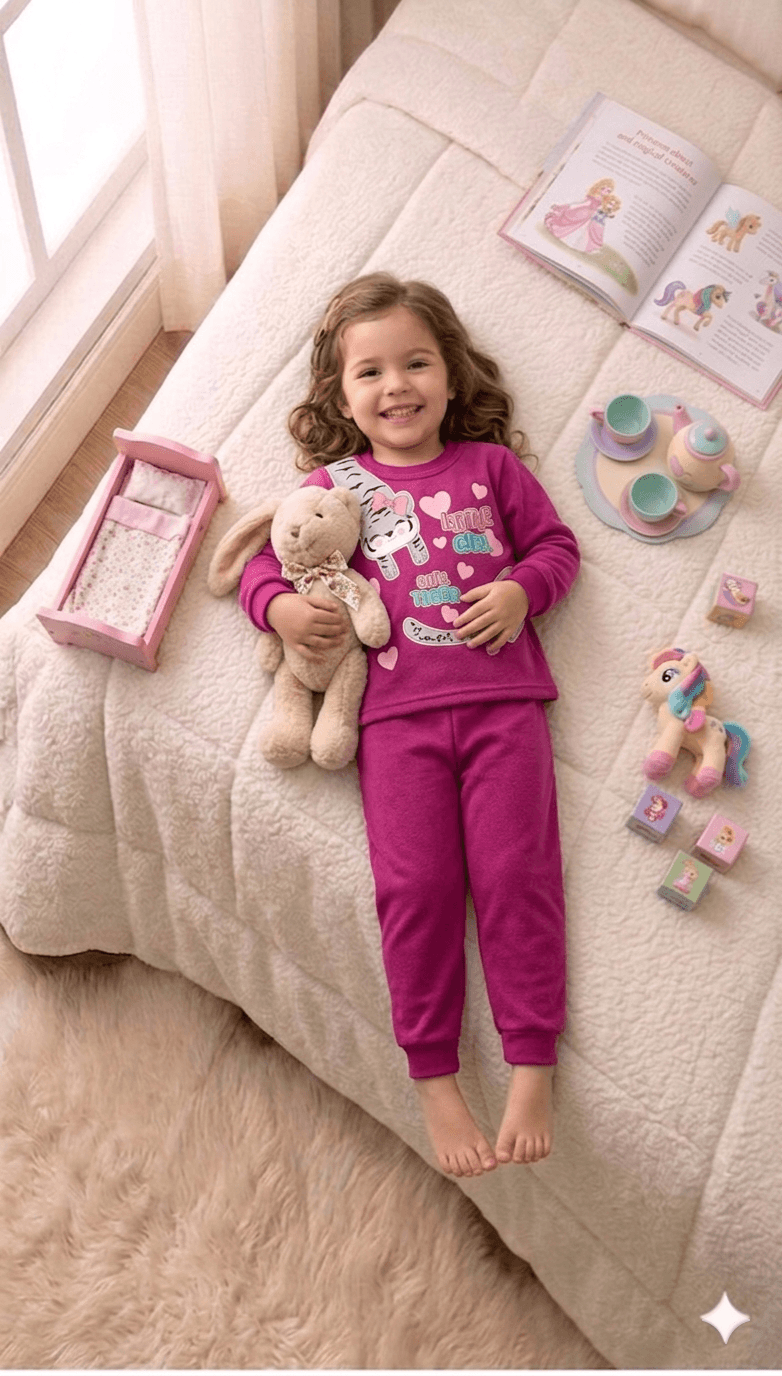 Conjunto Infantil Feminino 2 peças Moletom - Meia Estação - Tamanho 1 ao 3