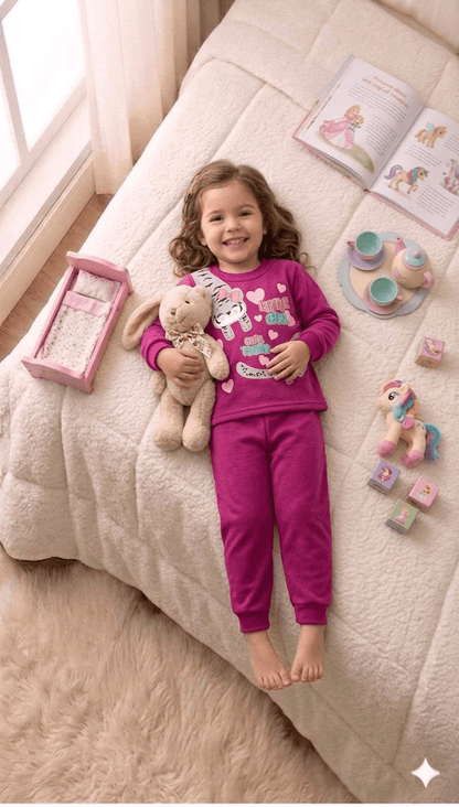 Conjunto Infantil Feminino 2 peças Moletom - Meia Estação - Tamanho 1 ao 3