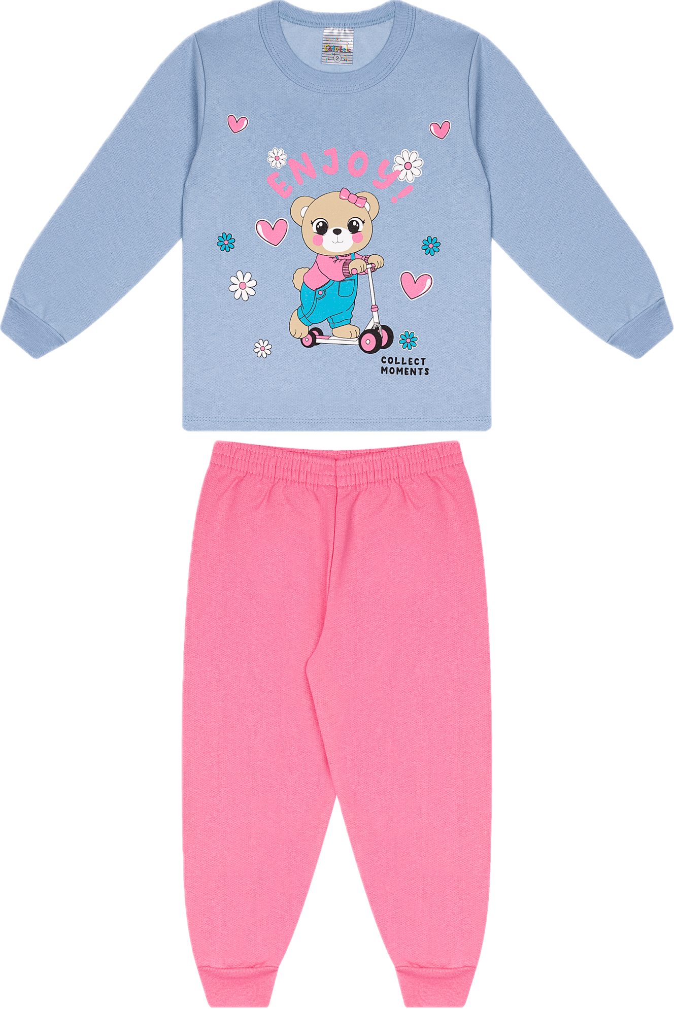Conjunto Infantil Feminino 2 peças Moletom - Meia Estação - Tamanho 1 ao 3