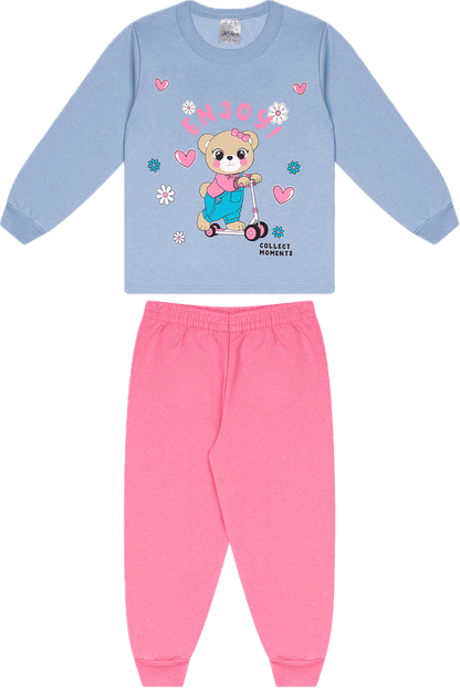 Conjunto Infantil Feminino 2 peças Moletom - Meia Estação - Tamanho 1 ao 3