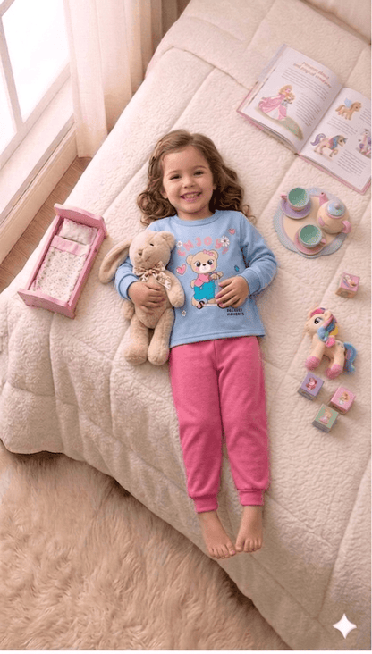 Conjunto Infantil Feminino 2 peças Moletom - Meia Estação - Tamanho 1 ao 3