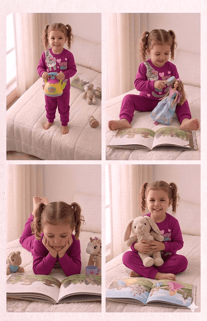 Conjunto Infantil Feminino 2 peças Moletom - Meia Estação - Tamanho 1 ao 3