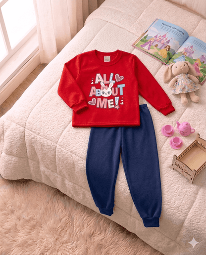 Conjunto Infantil Feminino 2 peças Moletom - Meia Estação - Tamanho 1 ao 3