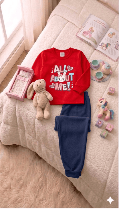 Conjunto Infantil Feminino 2 peças Moletom - Meia Estação - Tamanho 1 ao 3