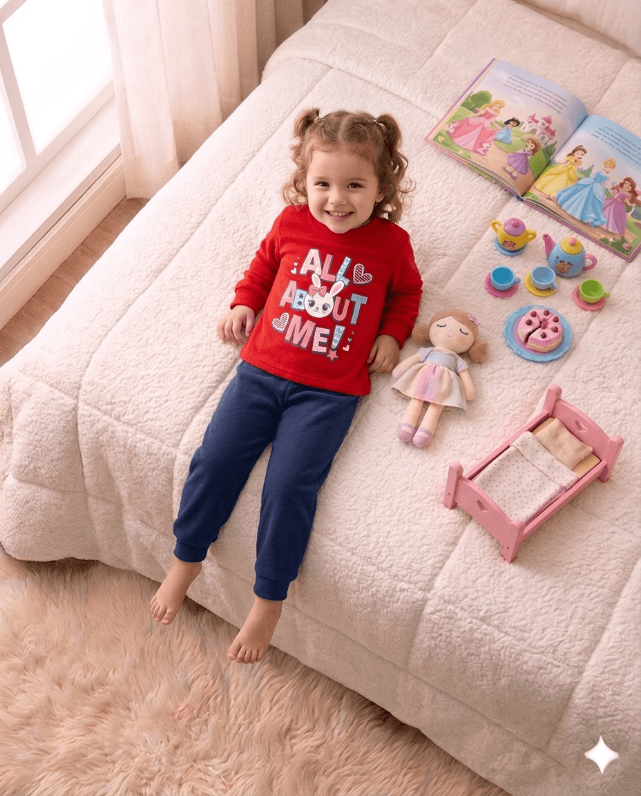 Conjunto Infantil Feminino 2 peças Moletom - Meia Estação - Tamanho 1 ao 3