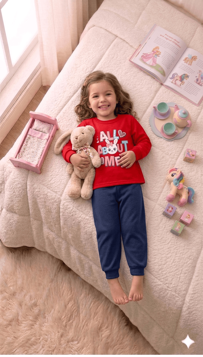 Conjunto Infantil Feminino 2 peças Moletom - Meia Estação - Tamanho 1 ao 3