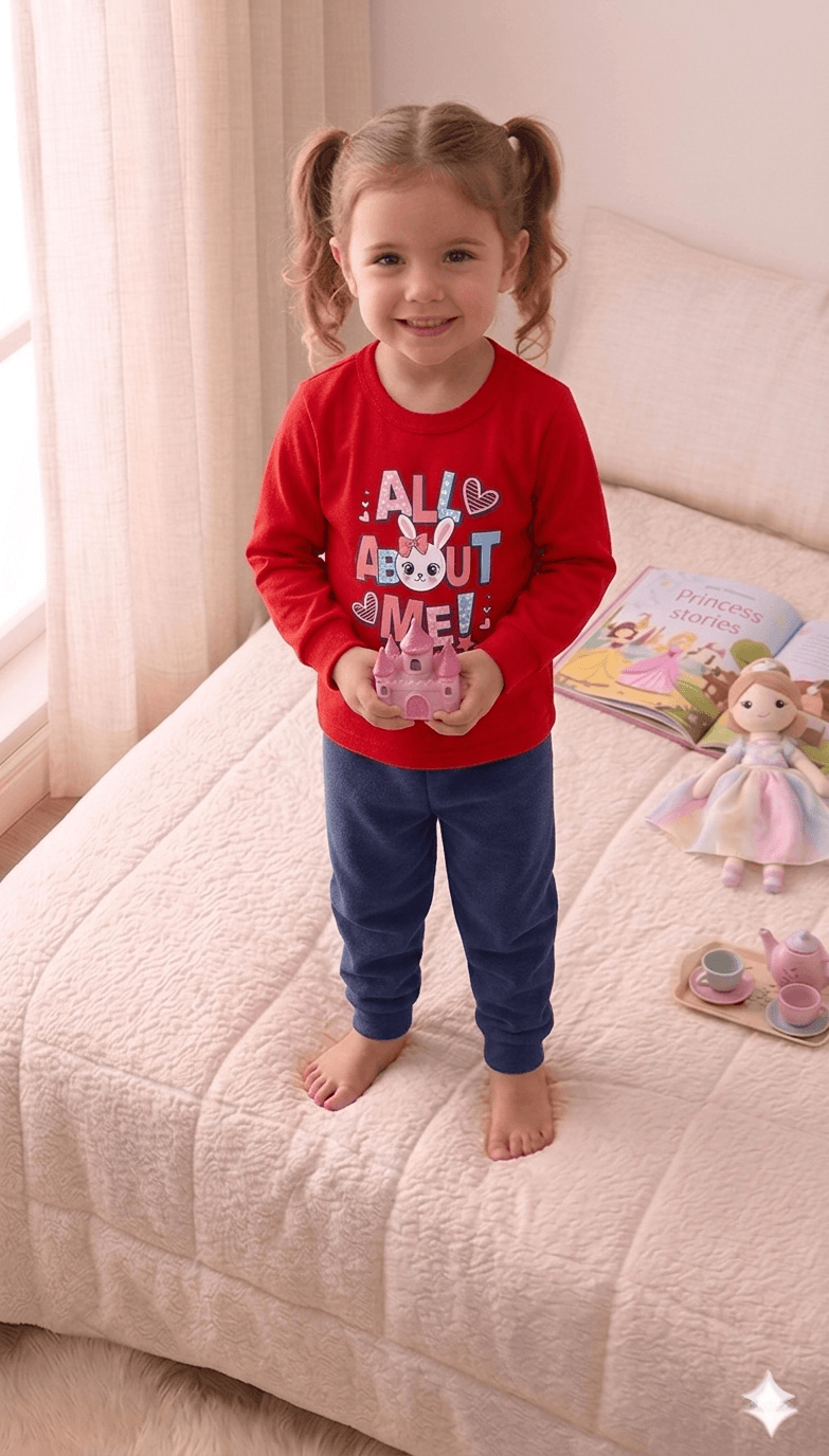 Conjunto Infantil Feminino 2 peças Moletom - Meia Estação - Tamanho 1 ao 3