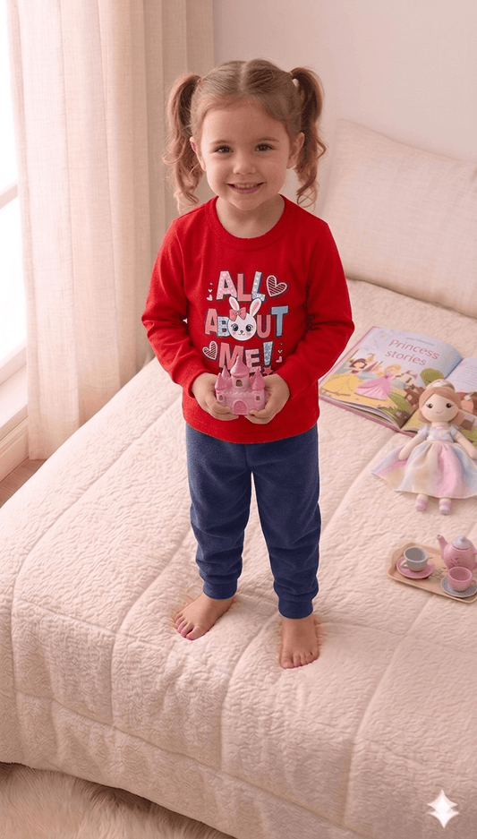 Conjunto Infantil Feminino 2 peças Moletom - Meia Estação - Tamanho 1 ao 3