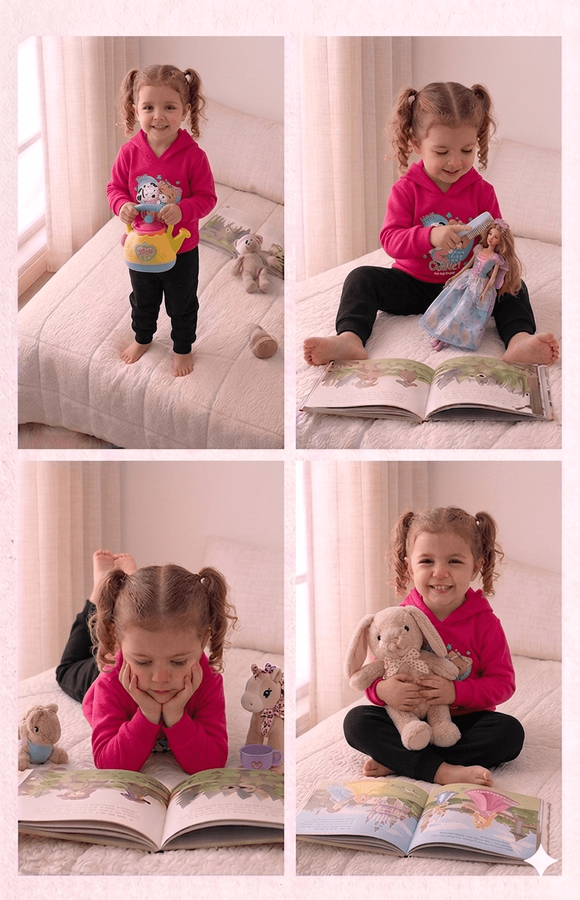 Conjunto Infantil Feminino 2 peças Moletom - Com capuz - Meia Estação - Tamanho 1 ao 3