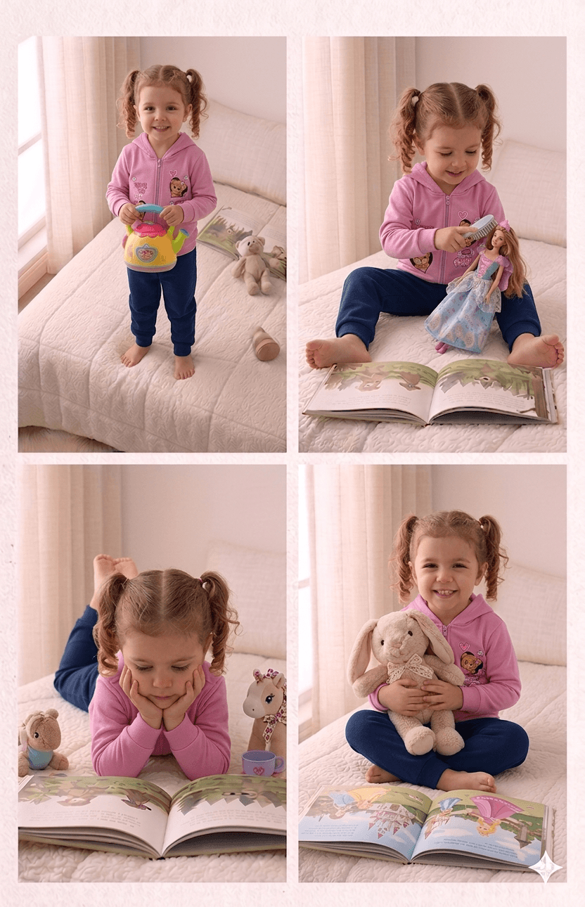 Conjunto Infantil Femino 2 peças Moletom - Jaqueta com capuz - Meia Estação - Tamanho 1 ao 3