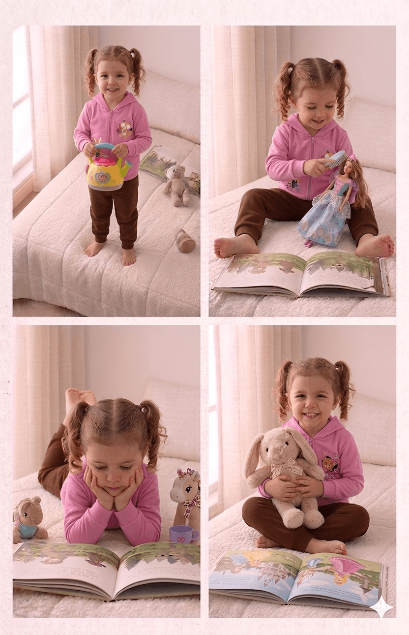 Conjunto Infantil Femino 2 peças Moletom - Jaqueta com capuz - Meia Estação - Tamanho 1 ao 3