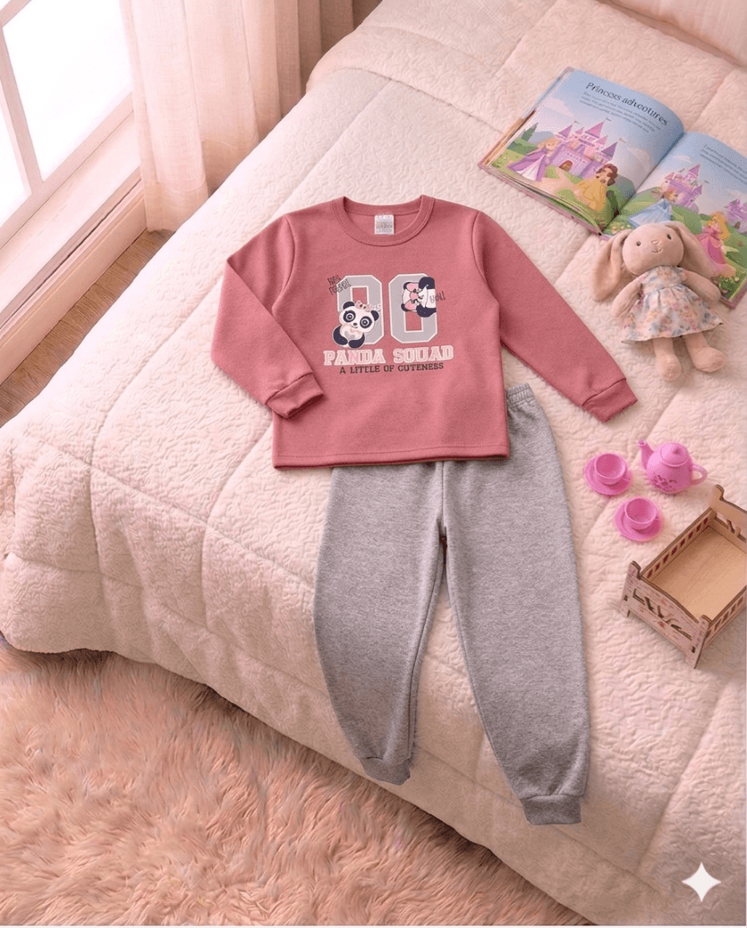 Conjunto Infantil Feminino 2 peças Moletom - Meia Estação - Tamanho 4, 6 e 8