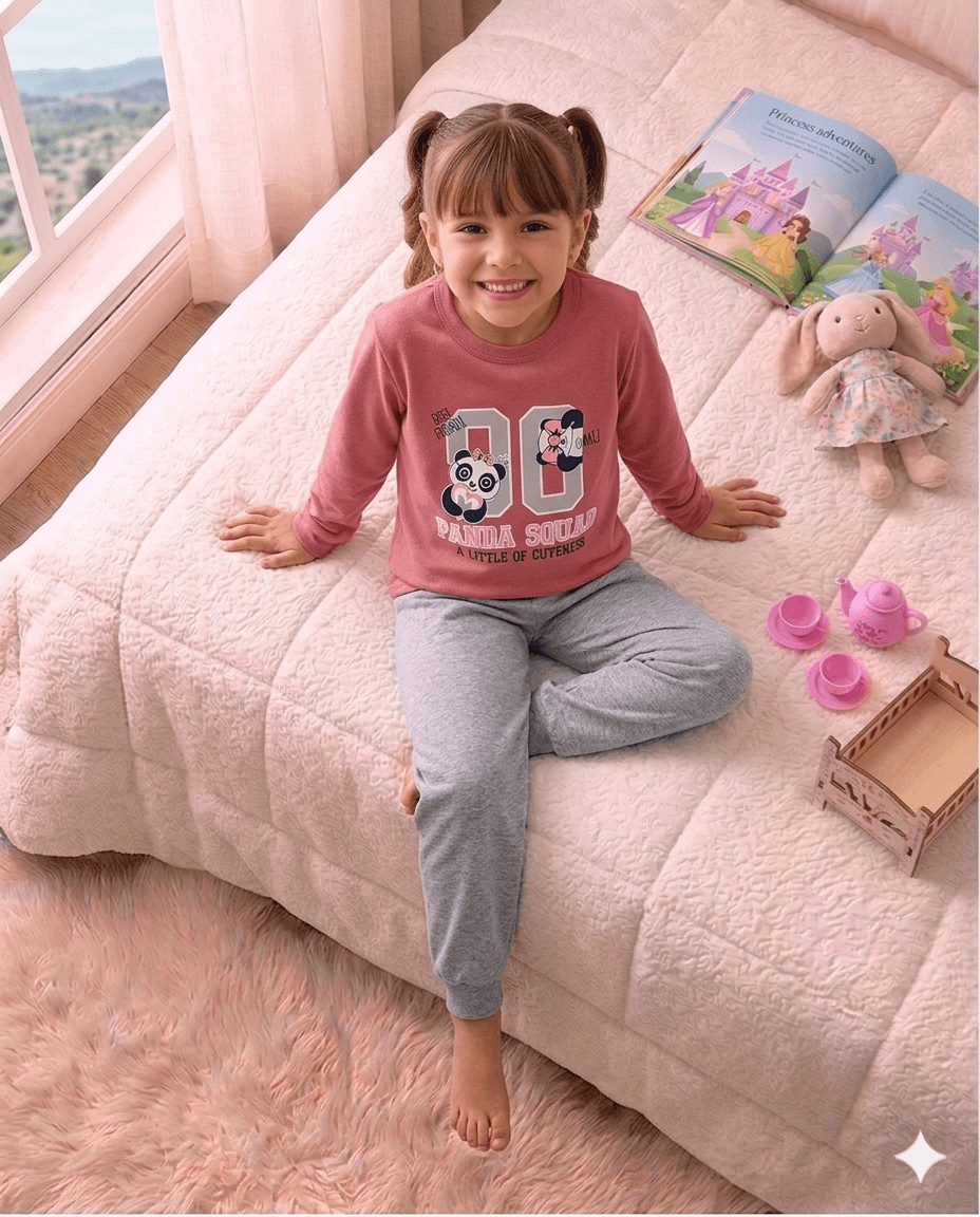 Conjunto Infantil Feminino 2 peças Moletom - Meia Estação - Tamanho 4, 6 e 8