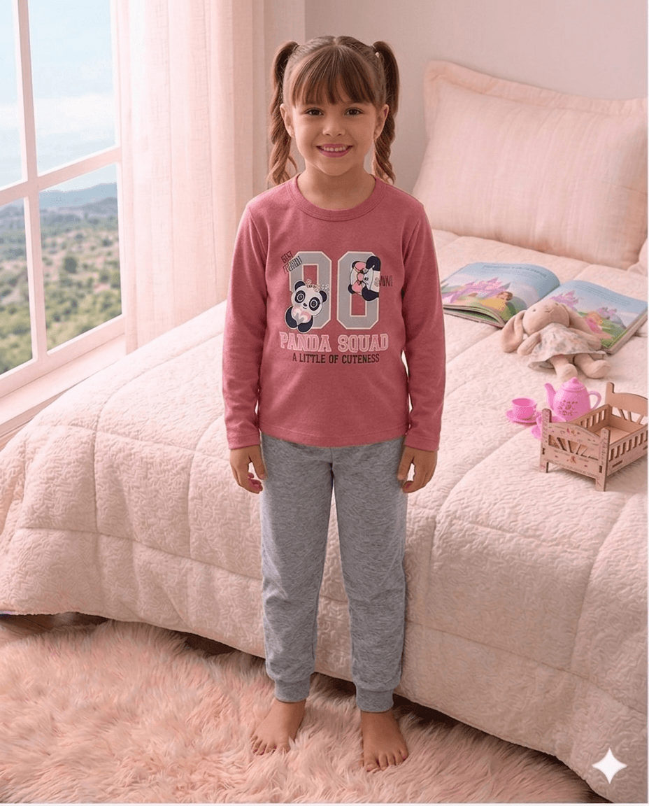 Conjunto Infantil Feminino 2 peças Moletom - Meia Estação - Tamanho 4, 6 e 8