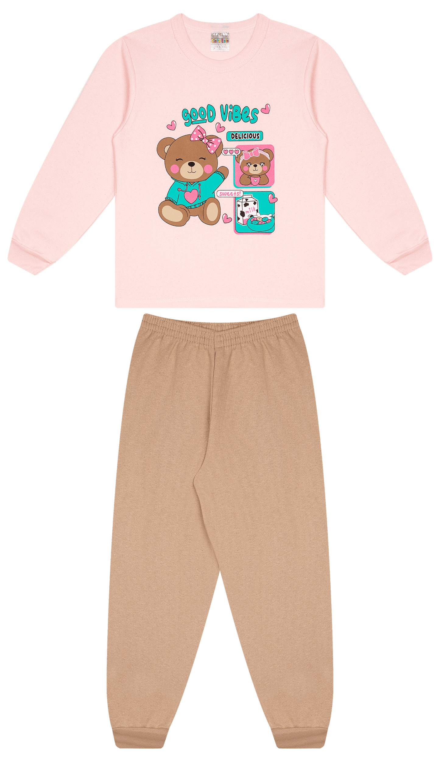 Conjunto Infantil Feminino 2 peças Moletom - Meia Estação - Tamanho 4, 6 e 8