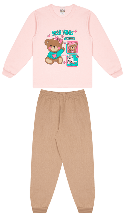 Conjunto Infantil Feminino 2 peças Moletom - Meia Estação - Tamanho 4, 6 e 8