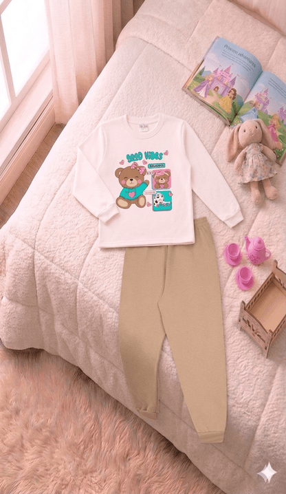 Conjunto Infantil Feminino 2 peças Moletom - Meia Estação - Tamanho 4, 6 e 8