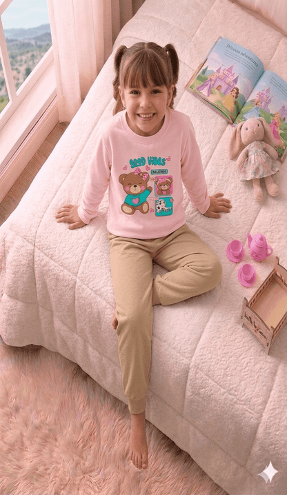 Conjunto Infantil Feminino 2 peças Moletom - Meia Estação - Tamanho 4, 6 e 8