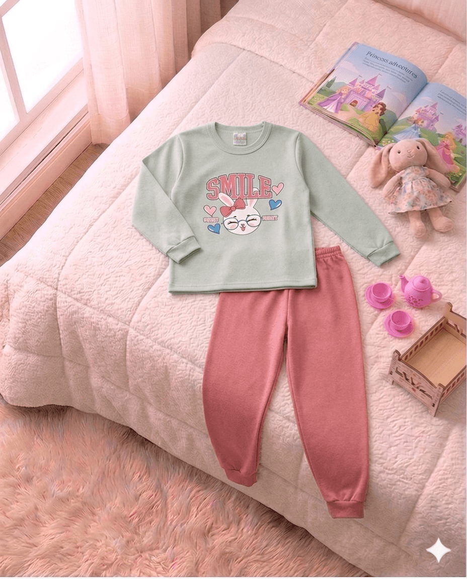 Conjunto Infantil Feminino 2 peças Moletom - Meia Estação - Tamanho 4, 6 e 8